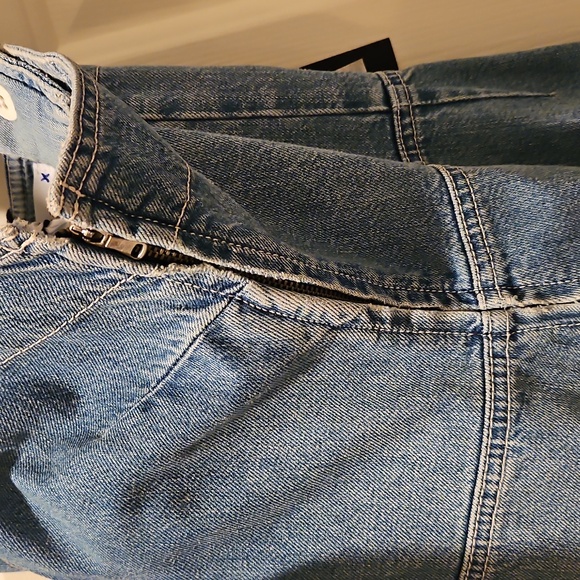 PAIGE Tula Front Lace-up Denim Dress sz Large - Picture 6 of 8